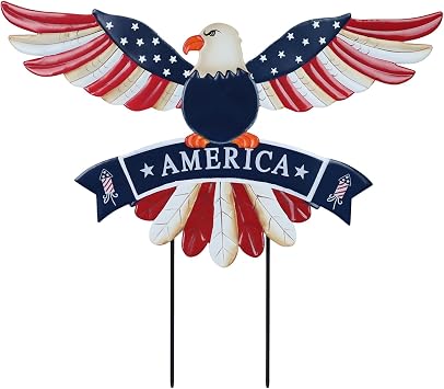hogardeck 4th of July Decorations Outdoor, Bald Eagle Patriotic Decorative Garden Stakes for Fourth of July Decorations, Patriotic Metal American Eagle for Outside Yard Porch Lawn Decor