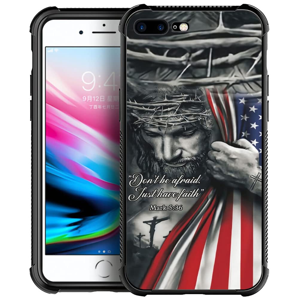 DAIZAG Case Compatible with iPhone 6/6s,Shockproof Soft Phone Cover for Boy Men Gift Case,Christian Jesus God Bless American Flag