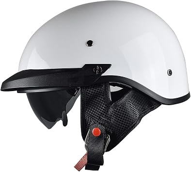 Motorcycle Half Helmet with Sun Visor Motorcycle Helmets for Men Women Helmet for Adult Scooter ATV Cruiser DOT Approved