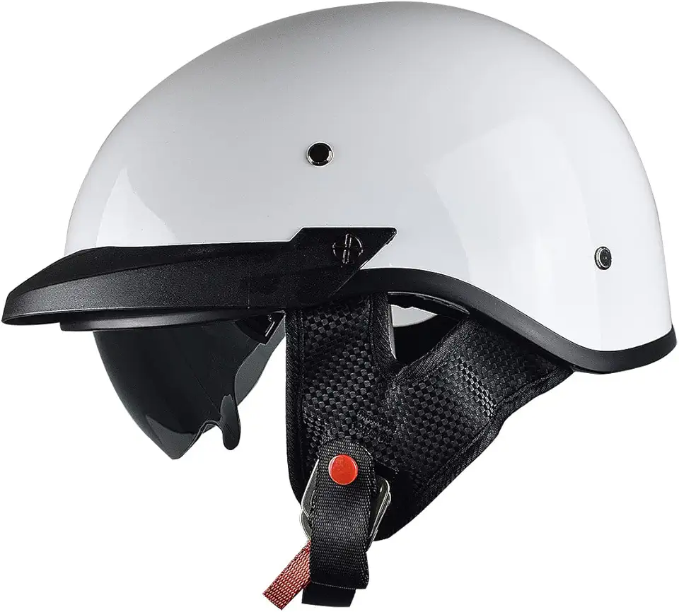 Capacete De Motocicleta Com Viseira Solar, Capacete De Motocicleta Para Homens E Mulheres, Capacete Para Scooter Adulto, Quadriciclo, Cruzador, Aprovado Pelo Dot (Branco, Médio)