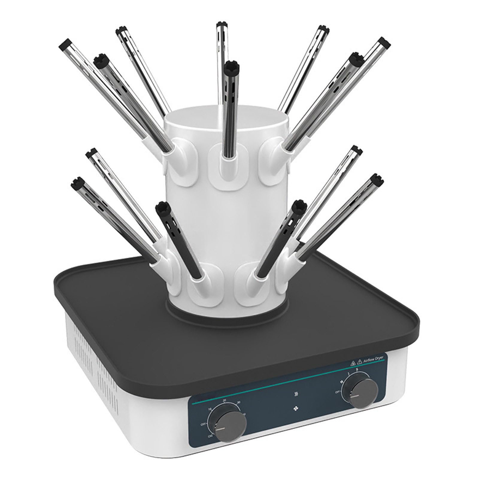 Séchoir de laboratoire avec sécheur à flux d'air, minuterie réglable de 0 à 60 min et température RT~85 ℃, design amovible pour un séchage efficace des tubes à essai et des flacons dans les