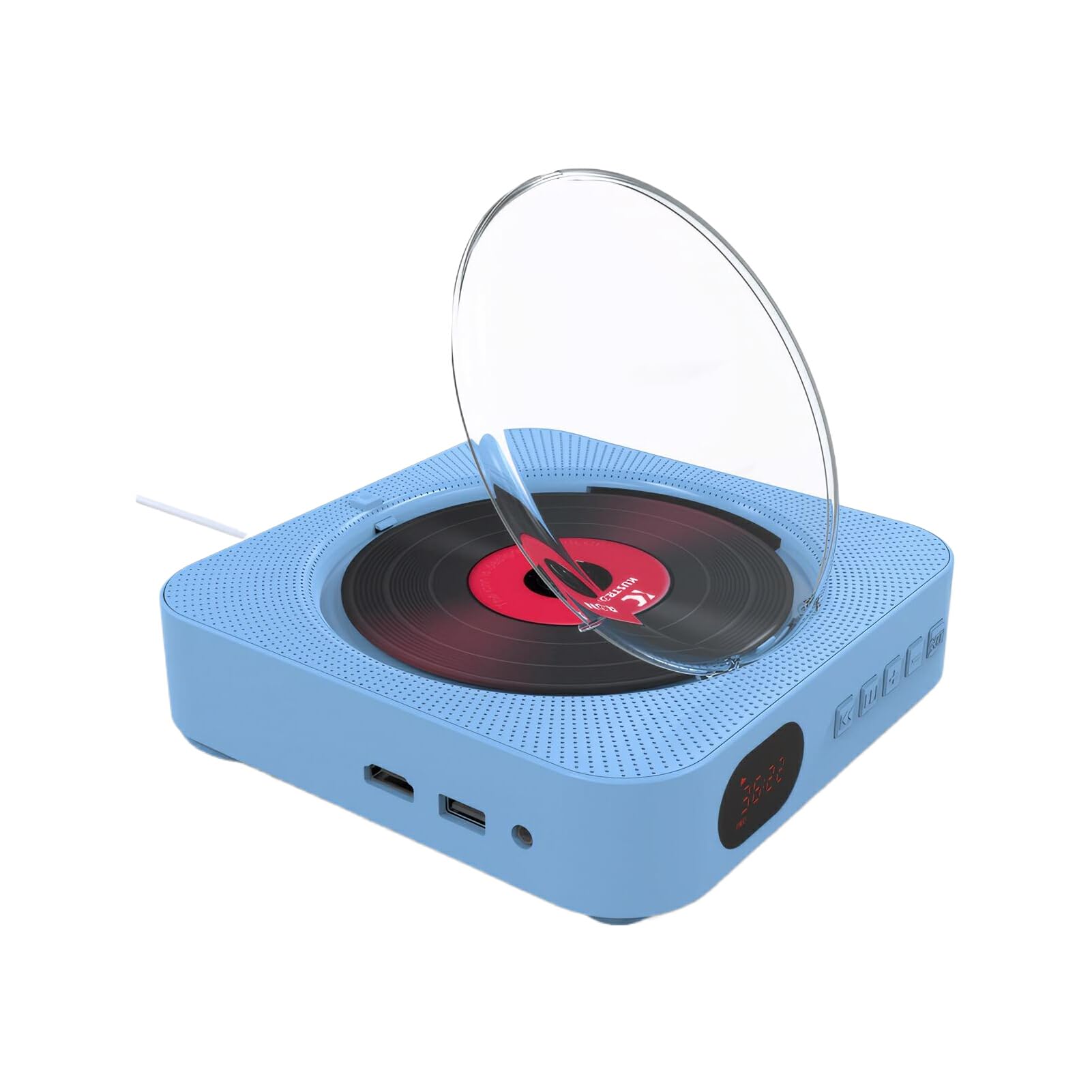 Ailan Lecteur DVD Bluetooth Haut-Parleur intégré Sortie HD 1080P Double Haut-parleurs télécommande Sortie AV ABS lecteurs CD DVD externes, Bleu