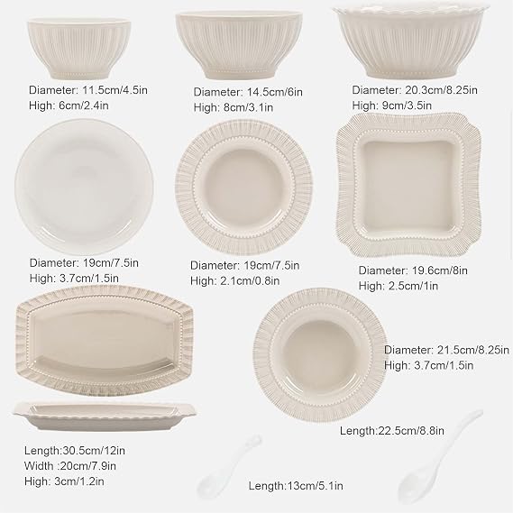 Elegant Ceramic Dinnerware Set, High-Grade Gray Plates, Bowls, and Dishes for Family Use, Complete Tableware Set, Modern Design, Dishwasher & Microwave Safe