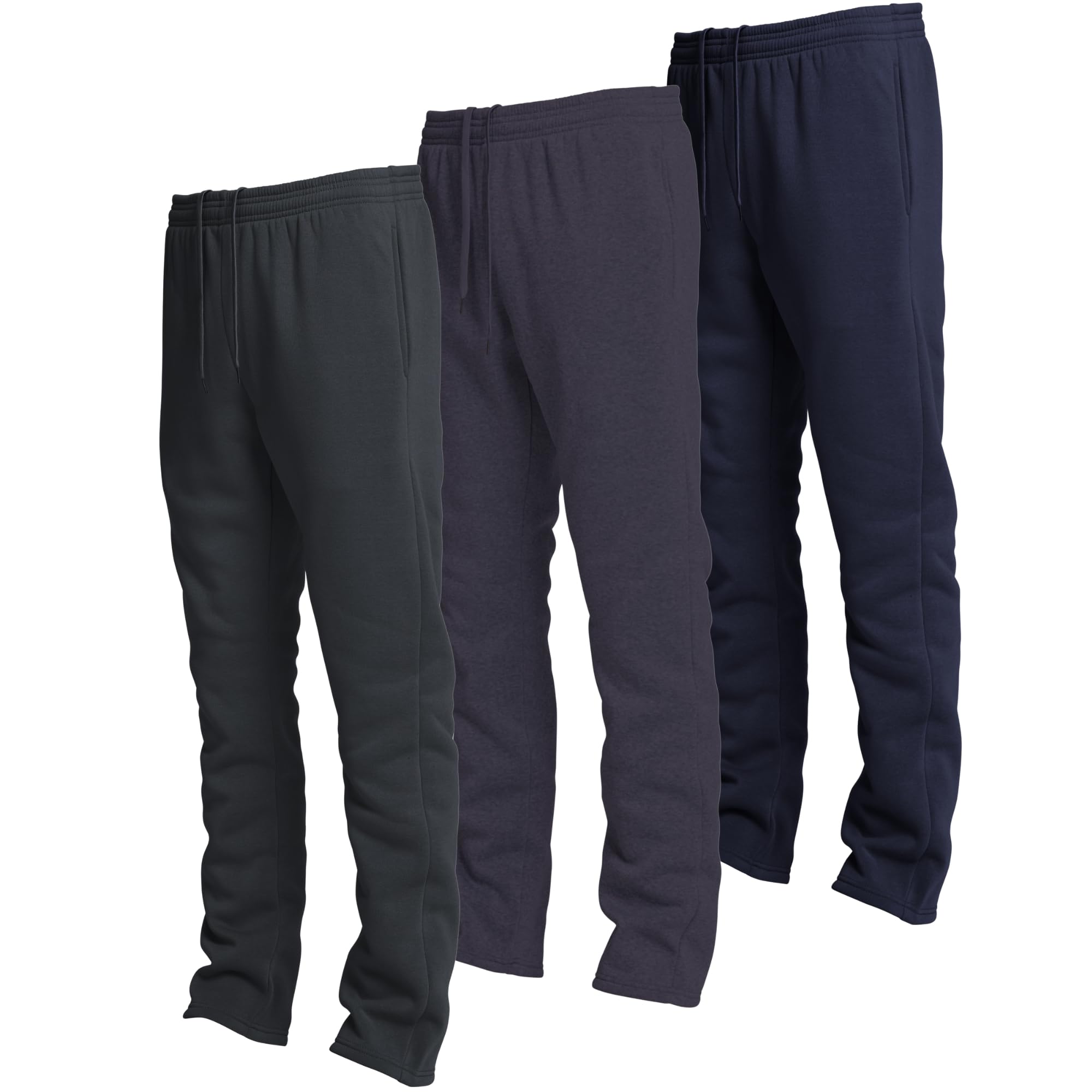 Ultra Performance 3 Pack Mens Open Bottom Sweatpants with Pockets, Casual Sweatpants for Men