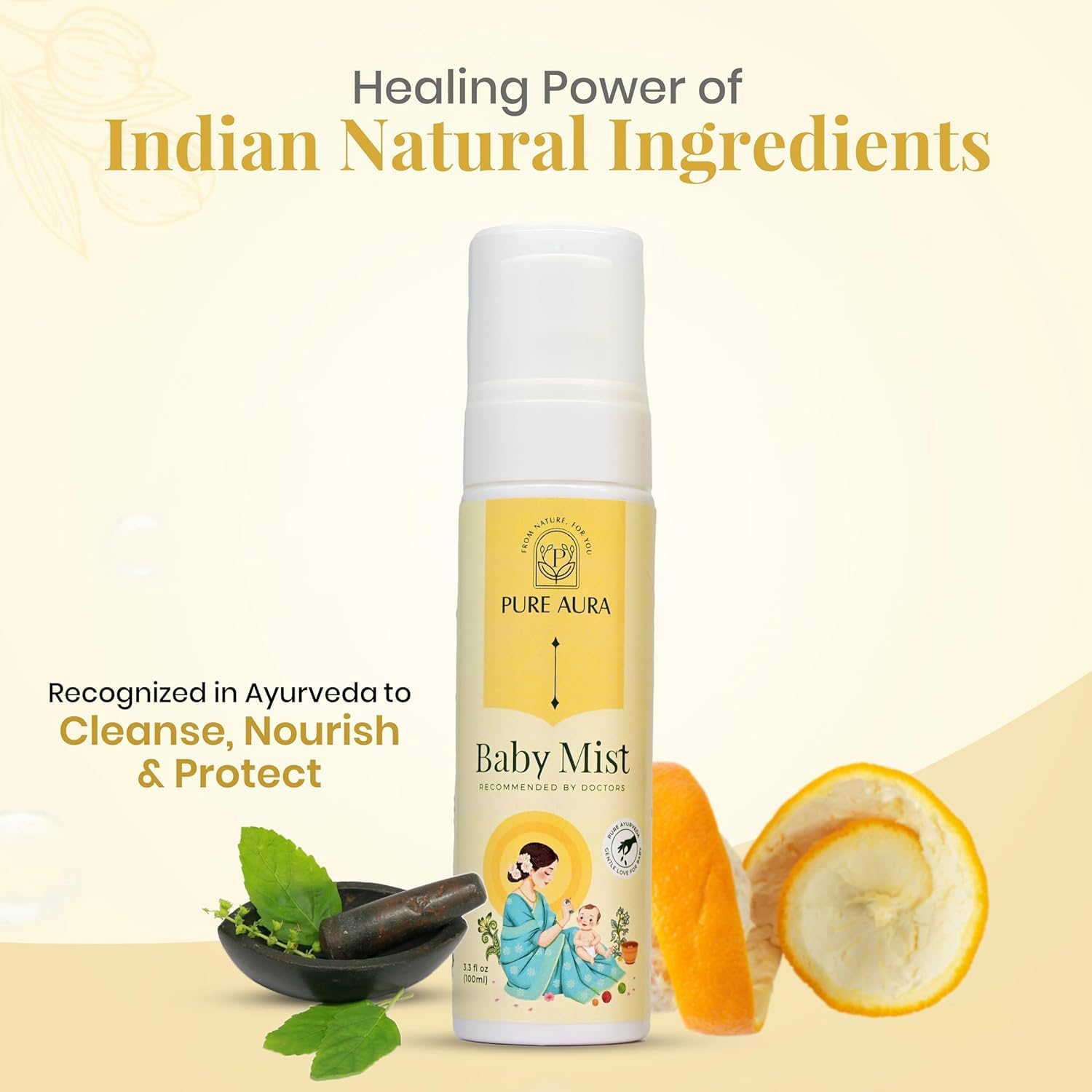 Pure Aura Baby Mist Perfume 100ml – Doctor Recommended Hydrating Baby Body Mist & Perfume for Newborns & Kids | Gentle, Refreshing & Chemical-Free Skin Care Spray 2