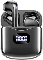 Vista 7 de Auriculares inalámbricos Bluetooth 5.3, reproducción de 40 horas, auriculares estéreo con pantalla LED, estuche de carga IPX7, auriculares