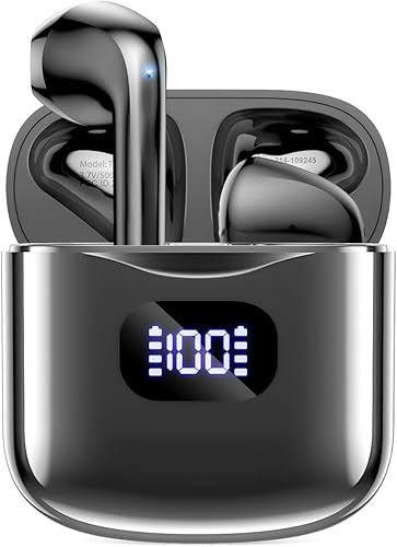 Miniatura 8 de Auriculares inalámbricos Bluetooth 5.3, reproducción de 40 horas, auriculares estéreo con pantalla LED, estuche de carga IPX7, auriculares