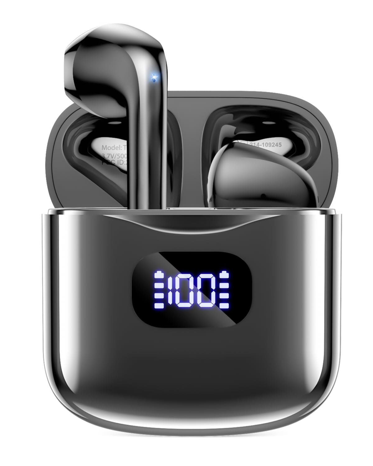 Wireless Earbuds Bluetooth 5.3 Ear Buds, Bluetooth Headphones with LED Display Charging Case, 40Hrs Playtime Stereo Sound, IPX7 Waterproof in-Ear Earphones with Mic for Phone Tablet Sports, Charcoal