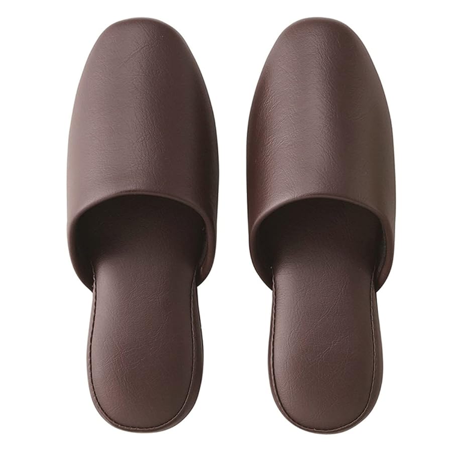 [新品］ SLIPPER ブラウン Amazon | [ テンダイ ] 抗菌 シボナシレザー風スリッパ 5足組