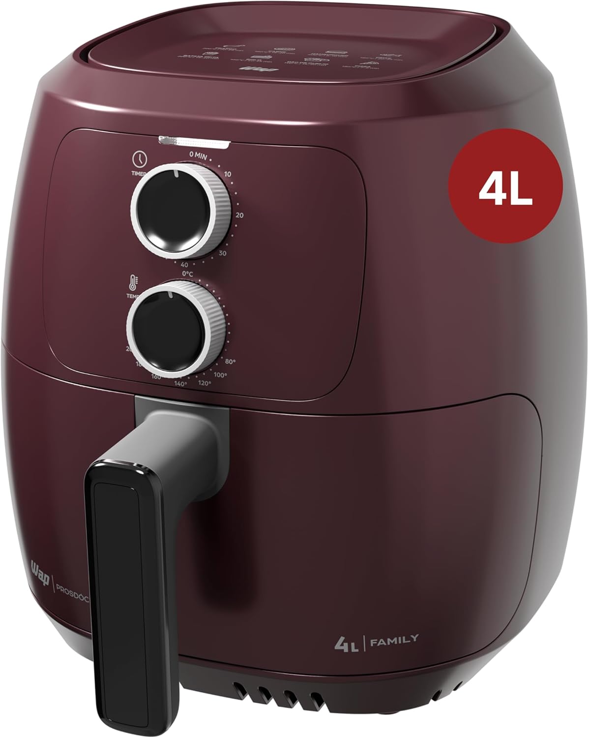 Fritadeira Elétrica WAP Air Fryer Family 4L Antiaderente Grená 1500W