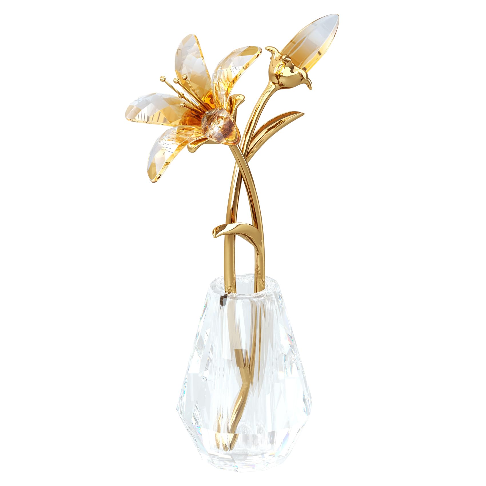 Arikyrist Crystal Golden Lily Flower Gifts for Women Glass Flower Figurines
