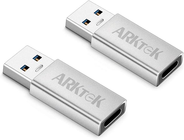 ARKTEK USB-C Adapter - USB A 3.0 (Male) to USB Type C (Female) Converter for PC Laptop Galaxy S9 Note 9 and More (Pack of 2, Aluminum)