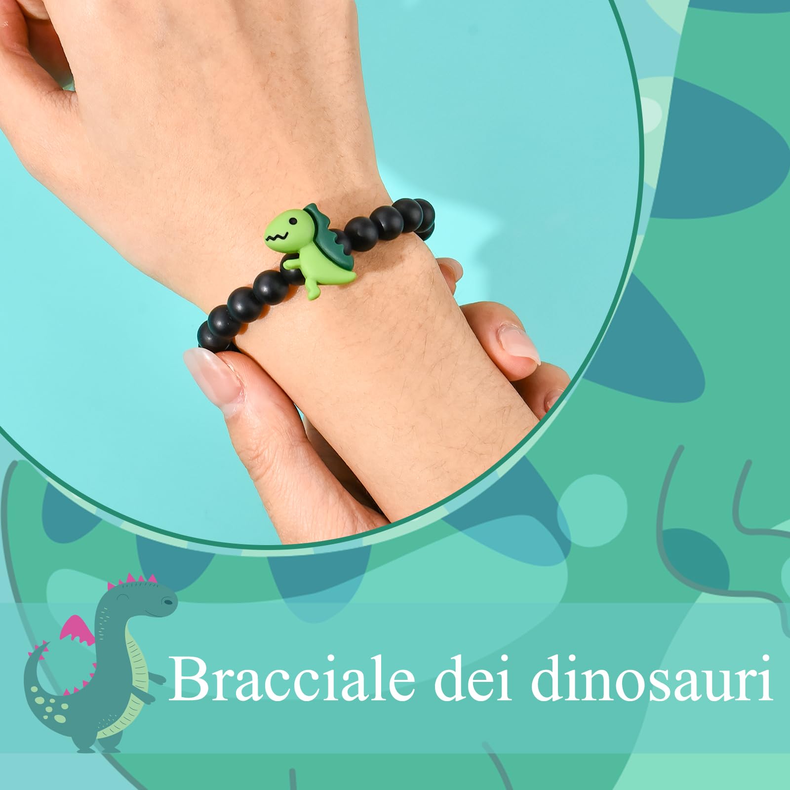 BOCHOI Regali per il ritorno a scuola Regali di Natale Primo giorno di scuola Bracciale Regalo per ragazzi Bracciale regolabile Regali per mamma e bambino Braccialetti per dinosauri Ragazzi