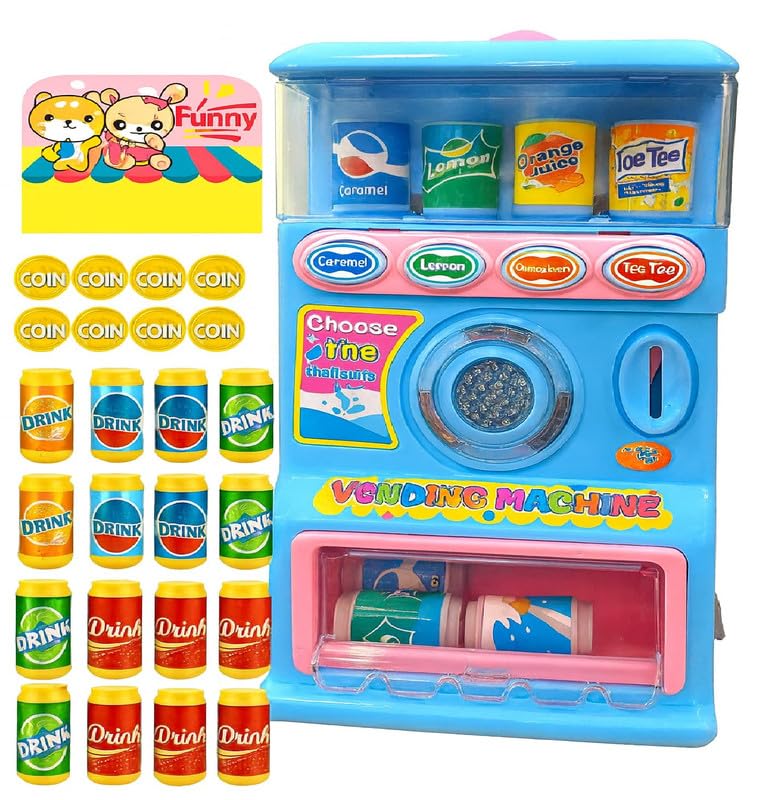 TD Creations Mini Vending Machine Toy Electronic Beverage Drink Early Developmental with Light Sound for Kid Girls Boys Prentend Game Pretend Play Kids(Multicolor)(Pack of 1)-image-29