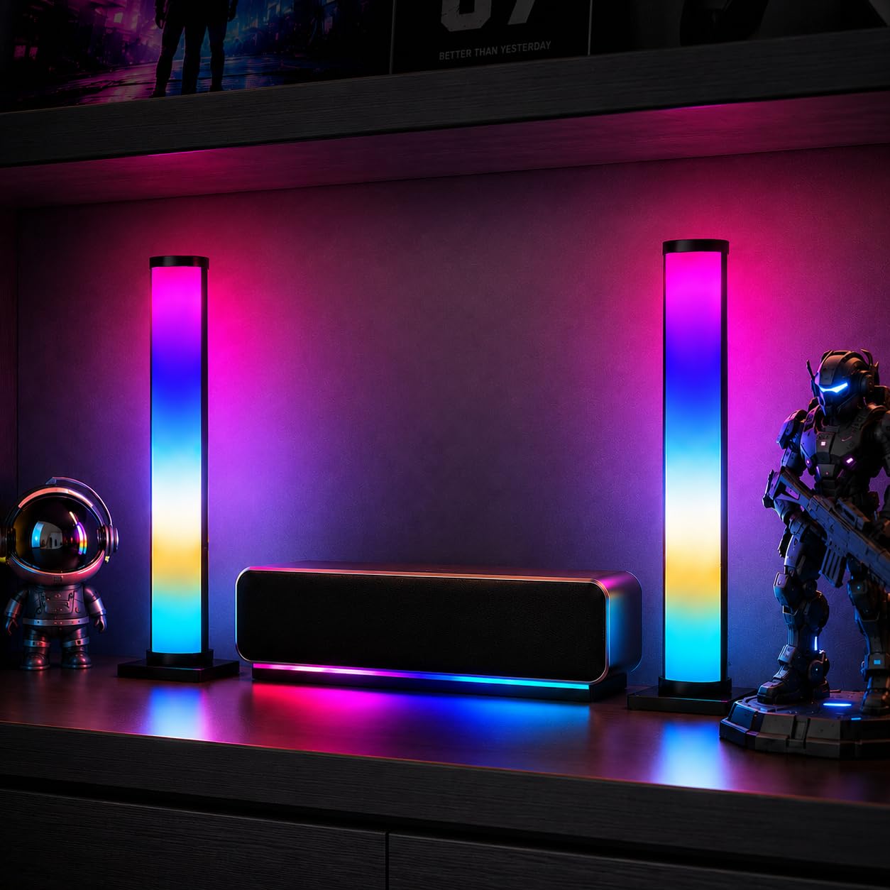 LuminexDesigns RGB Lightbar LED TV & Gaming Hintergrundbeleuchtung, 25cm Smart Light Bars, TV-Sync für Ambient Light, APP-Steuerung, Deko für Gaming-Zimmer & Geschenkidee