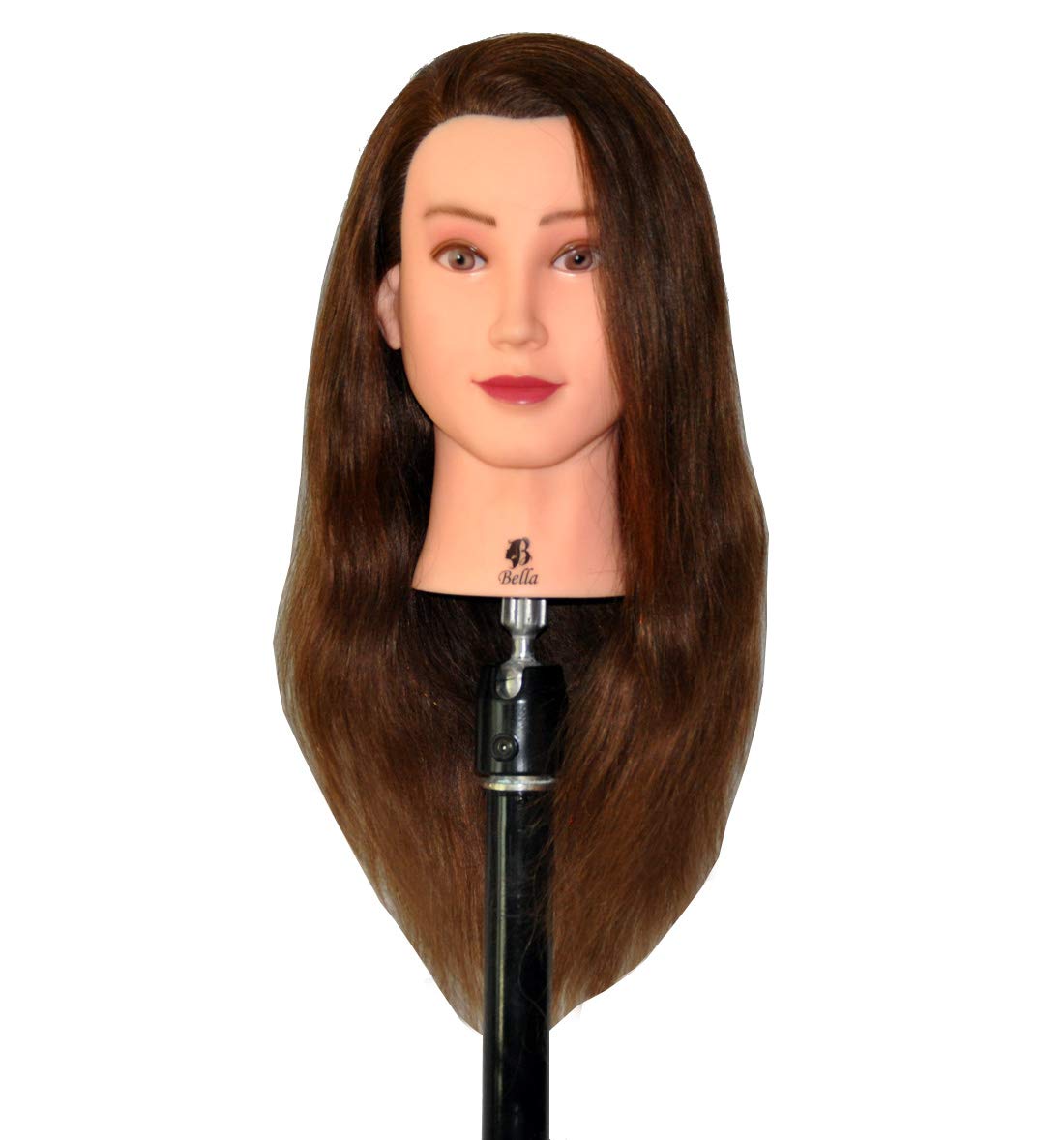 Bellrino 24" 100% Human Hair Cosmetology Mannequin Manikin Training Head with Human Hair (BROWN - BELLA)