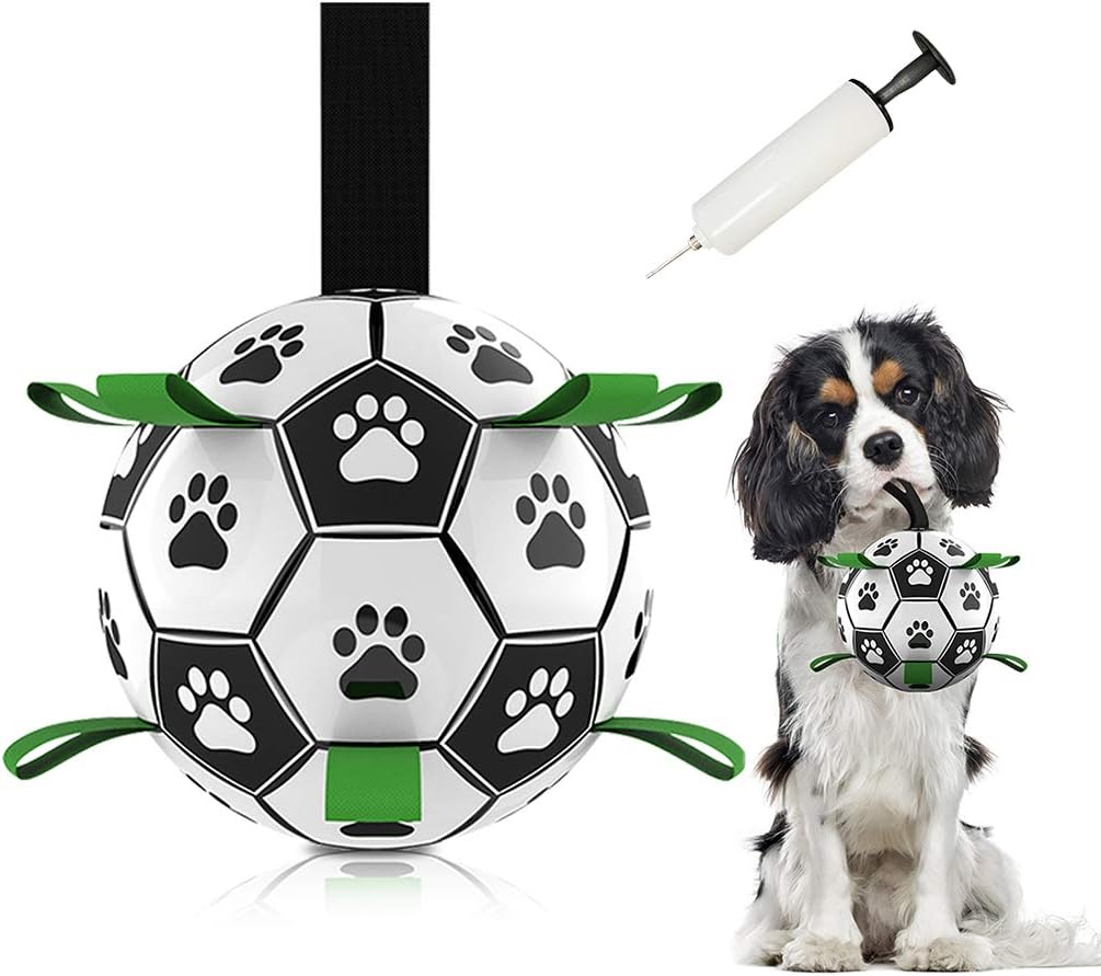 MordenApe Dog Soccer Ball, Dog Toy with Grab Tabs, Interactive Dog Toys for Tug of War, Dog Tug Toy, Dog Water Toy, Durable Dog Balls…