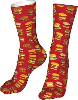 403 Men Women Walking Socks Burger Fast Food Cartoon Red Hiking Socks Super Soft Sports Socks Comfortable Funky Socks For Climbing Hiking Sport