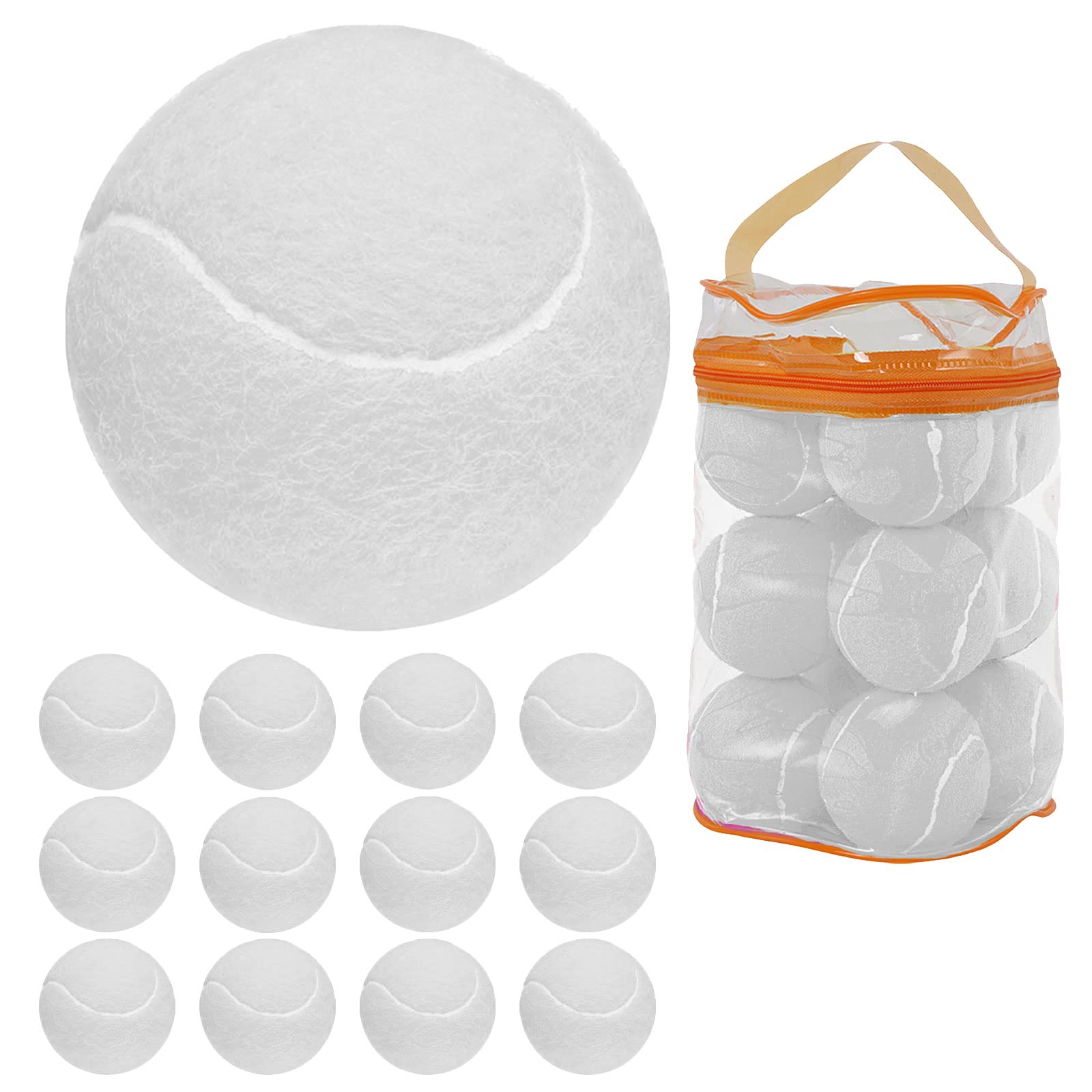 GKK Tennis Balls, 12 Pack Pressurized High Bounce Yellow Felt Training Balls, Durable Wear-Resistant for Practice, Tutors, Beginners, Dogs - Includes Reusable PVC Bag