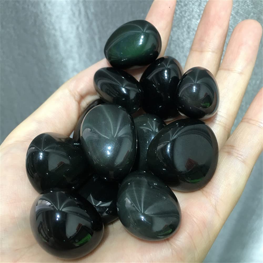 Natural Magic Natürliche Kristalle Regenbogen Schwarzer Obsidian Felsquarz Trommelstein Kristallkies for Weihnachtsdekoration Voller Textur