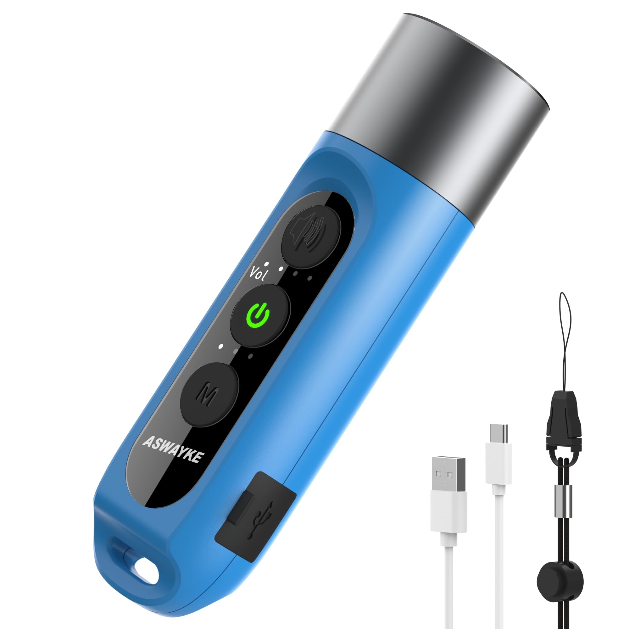 aswayke Electronic Whistle Highest IPX5 Maximum Sound 125db Battery 1000mAh Blue for Coaches Teacher, Sports Whistle