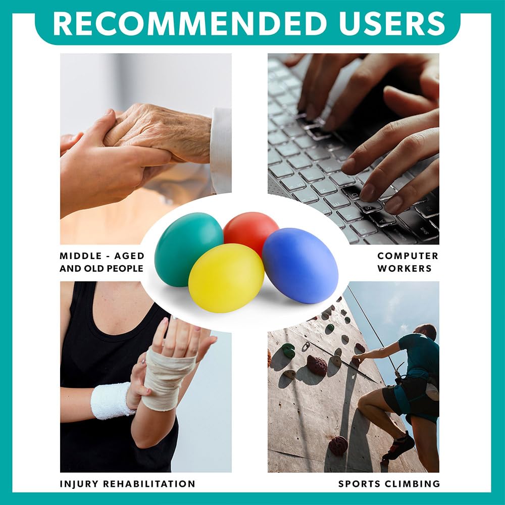 Stress Relief Balls, Exercise Hand Ball, Finger Strengthener, Hand Grip Strengthener, Stress Relief Ball for Adults and Kids (Soft)