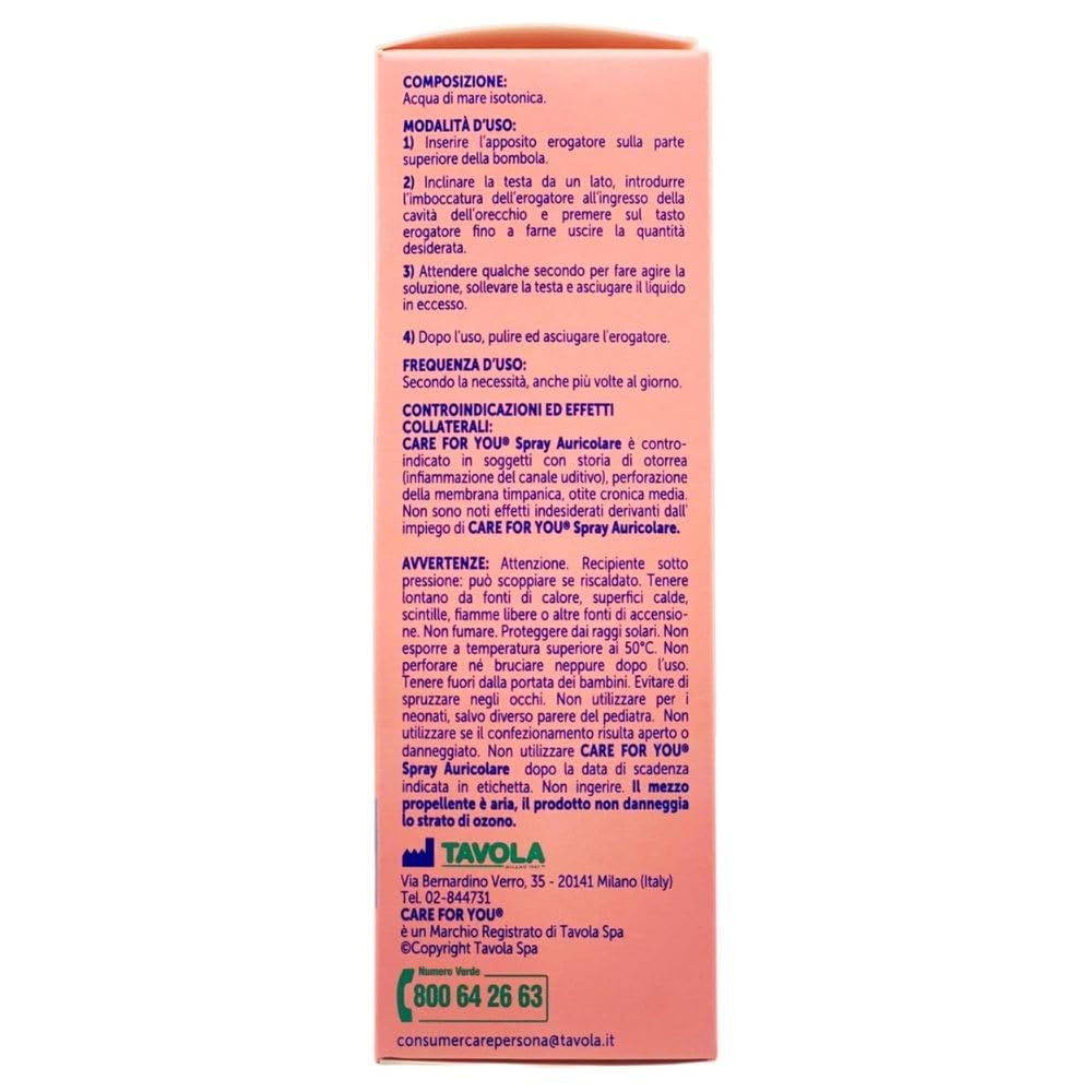 2x Spray Auricolare, Per La Pulizia Quotidiana Dell'Orecchio, Con Acqua Di Mare. Previene Ed Attenua i Disturbi Derivanti Da Una Eccessiva Produzione Di Cerume 100ml