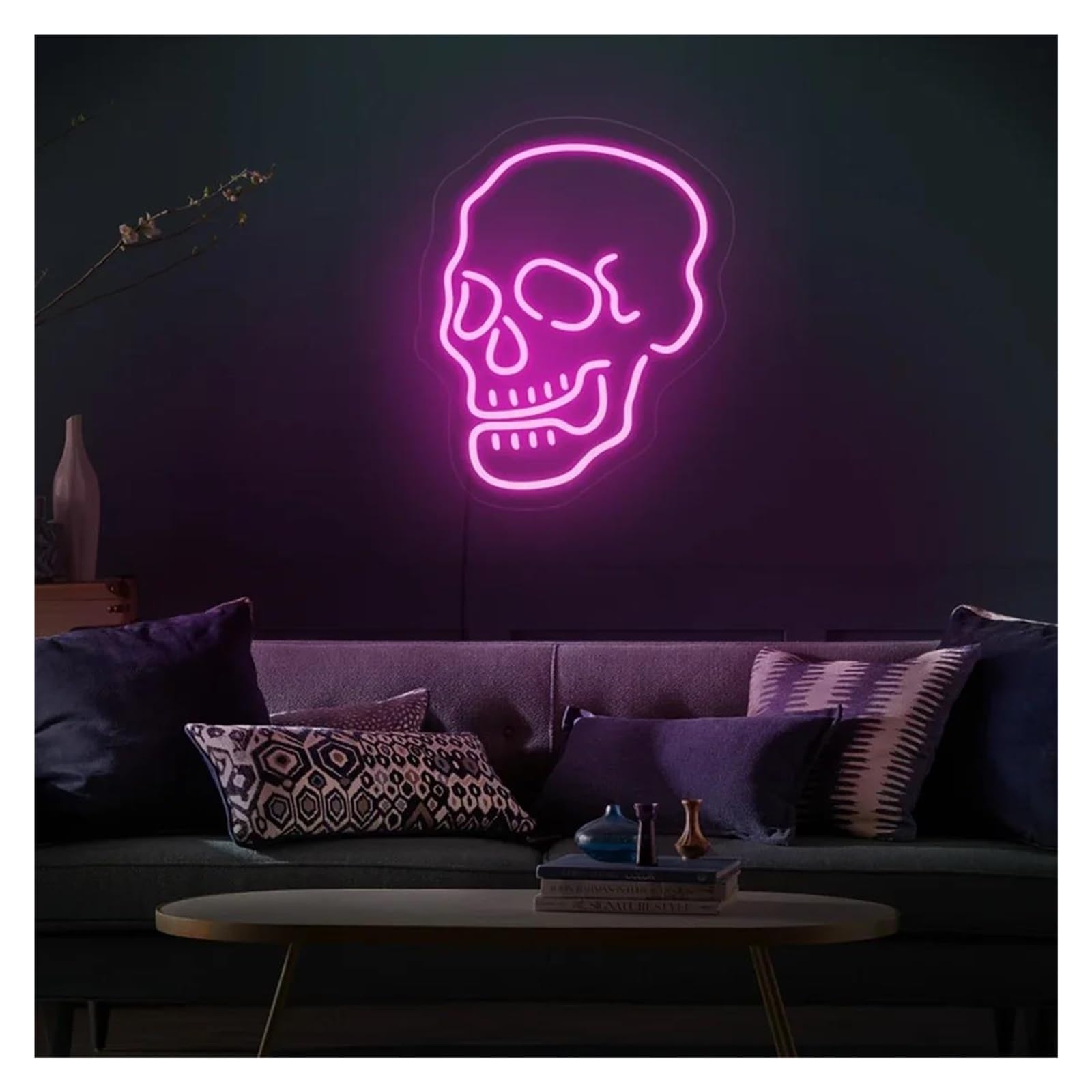 Decoración Lámparas Letrero De Neón Con Forma De Calavera Y Brillo Ajustable Para Dormitorio, Sala De Juegos, Fiesta, Bar, Reunión, Club, Bistró, Decoración De Pared, 42cm