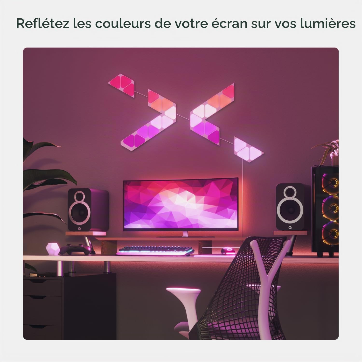 Nanoleaf Shapes Mini Triangle Pack d'Extension, 10 Panneaux Lumineux Additionnels - Appliques Murales Intérieur Modulaires Connectées LED RGBW Wi-Fi, Compatible Alexa, Salon Chambre ou Bureau Gaming
