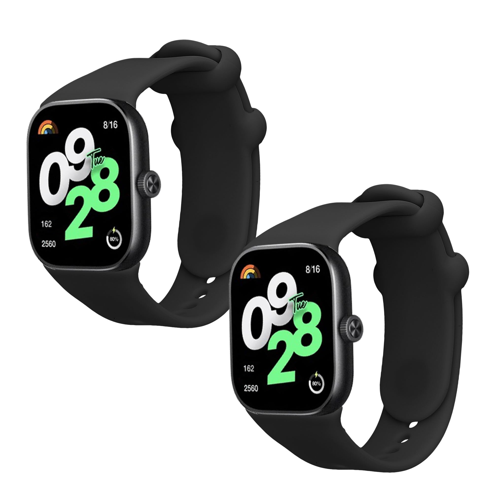 kwmobile Straps Compatible with Xiaomi Redmi Watch 4 Straps - 2x Replacement Silicone Watch Bands