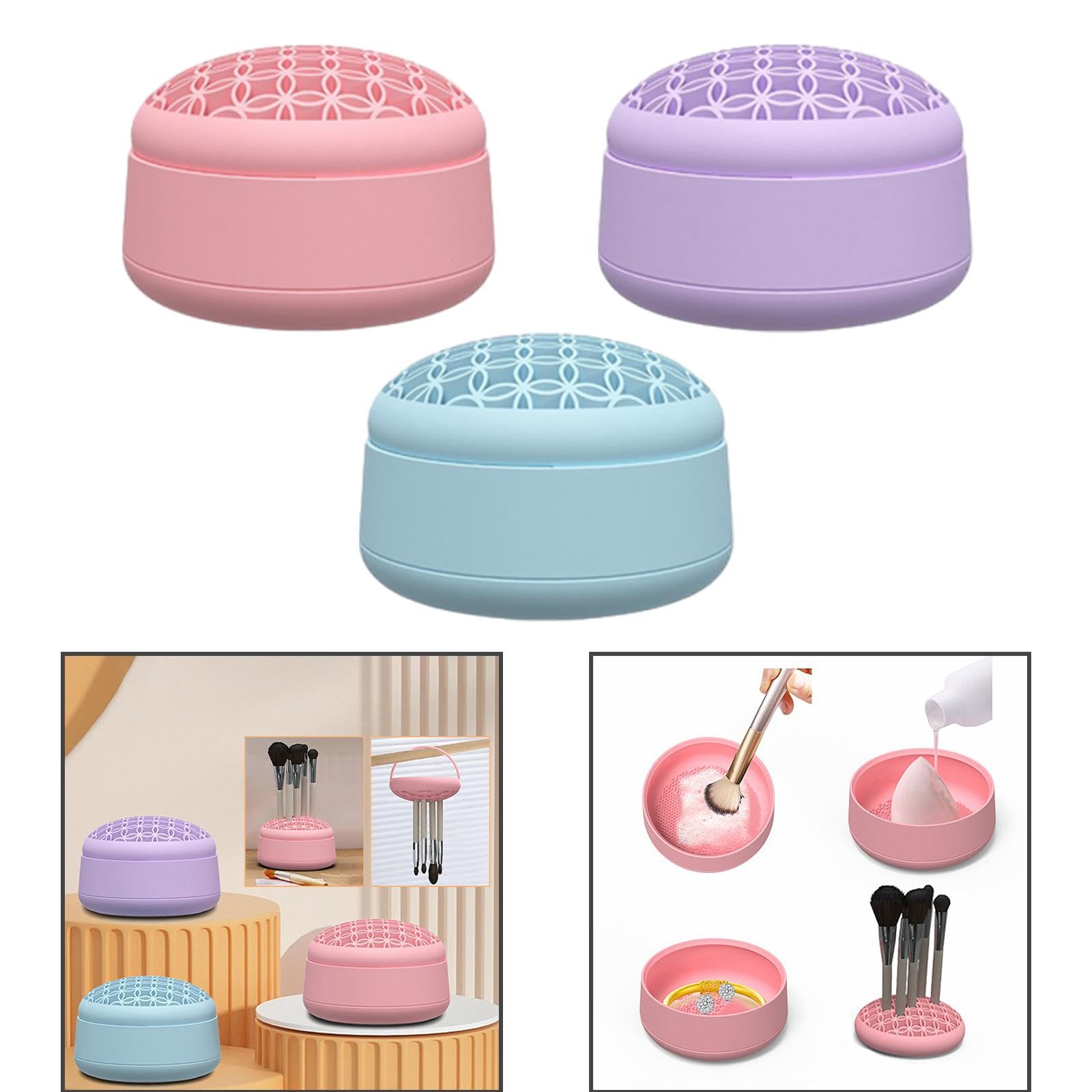ATORSE® Brush Cleaning Holder Brushes Cleaning Tool Organizer For Brush Art Supplies Pink 3