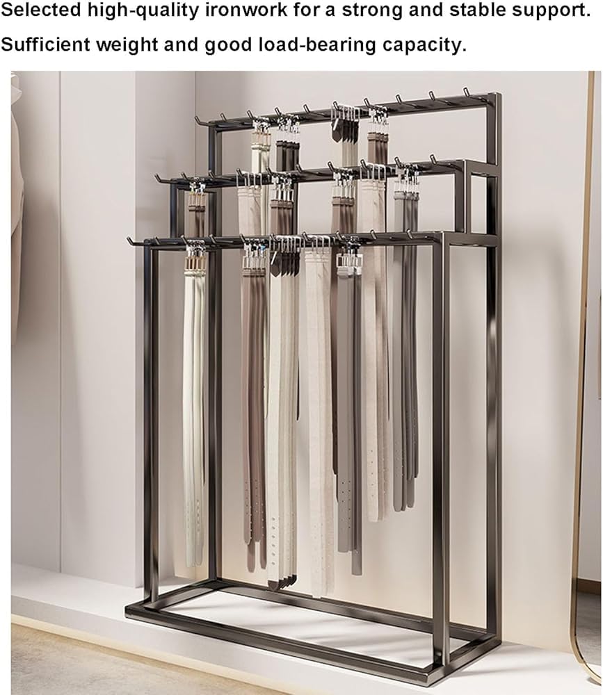 Espositore versatile da pavimento e organizer per cinture, cravatte, sciarpe, borse, gioielli e scialli, ideale per negozi di abbigliamento e armadi per camera da letto