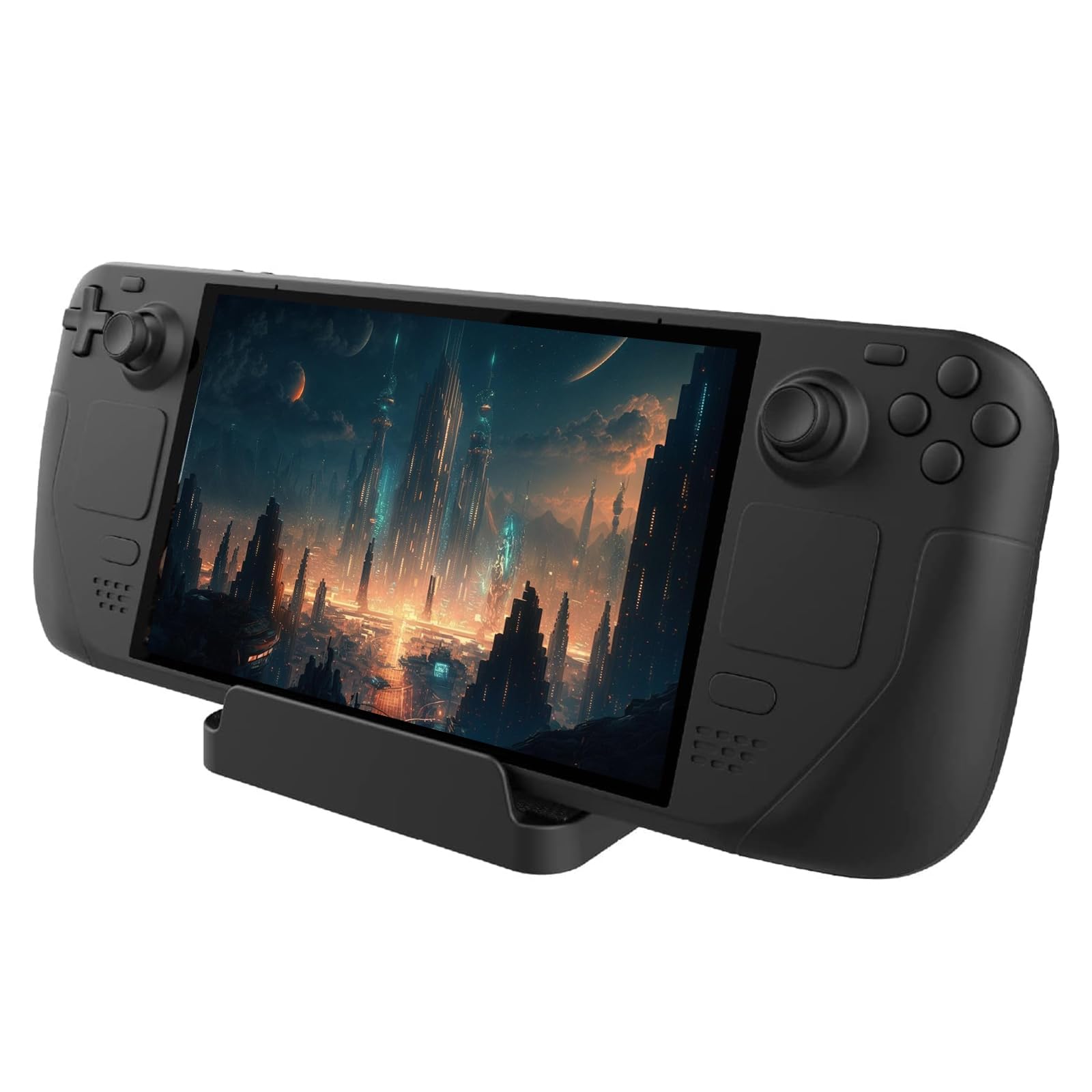 Wisfunlly Stand Base Compatible with Valve Steam Deck, Portable Desk Dock Compatible with Nintendo Switch Compact Non-Slip Holder Accessories(Black)