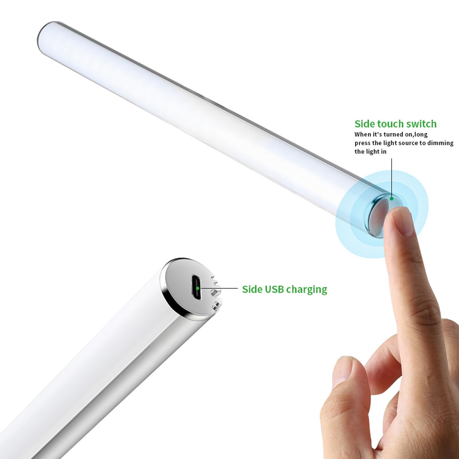 Luci da trucco senza fili ricaricabili USB per specchio del bagno, controllo touch stepless dimmerabile LED barra luminosa per trucco con ventosa, soluzione di illuminazione portatile per specchio