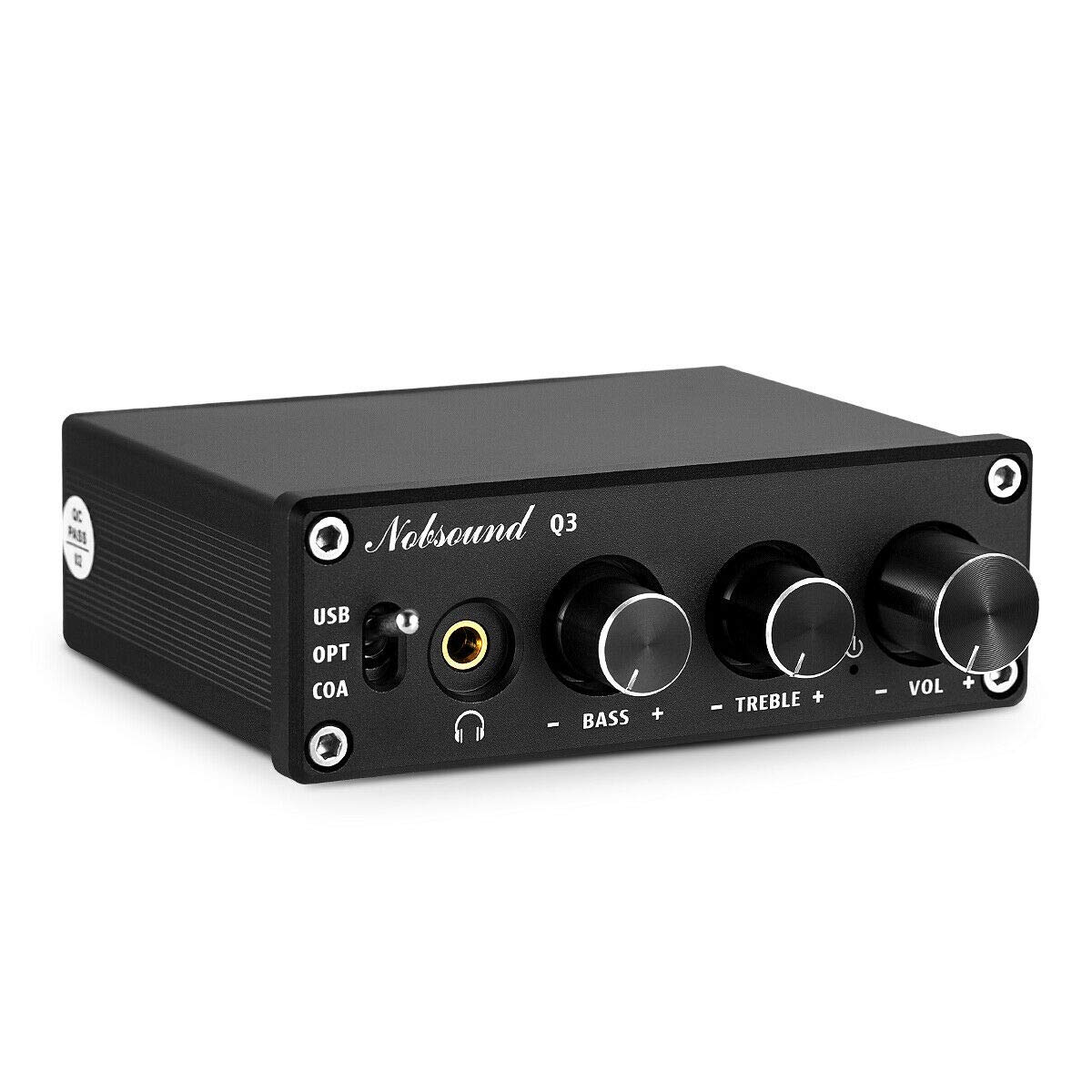 Nobsound Q3 Mini USB DAC convertitore da digitale ad analogico adattatore audio amplificatore per cuffie con ingressi coassiali ottici e controllo del tono dei bassi alti
