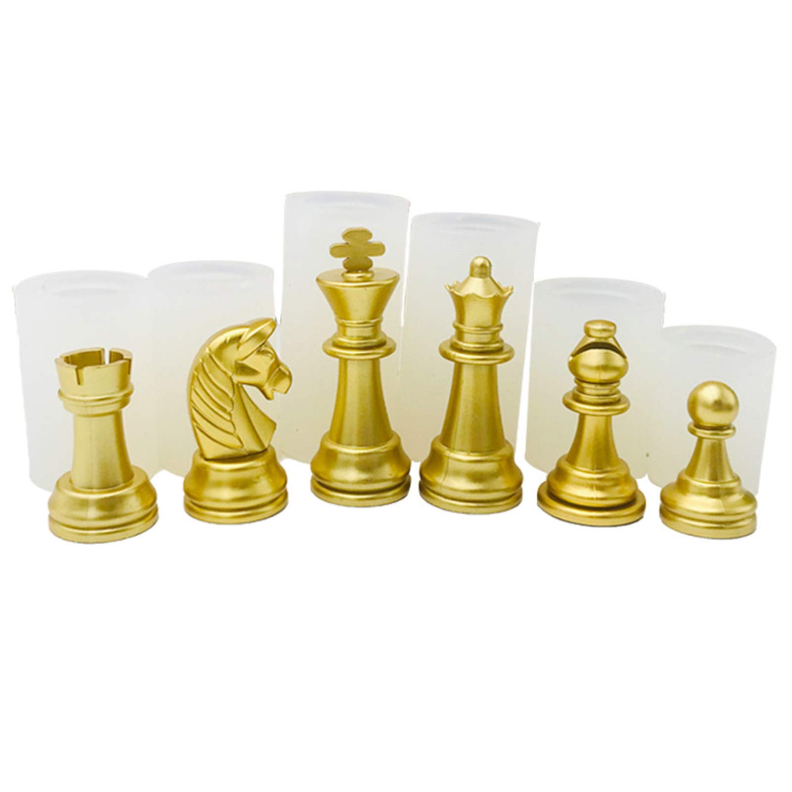 Set Stampini Scacchi 3D In Silicone - 6 Pezzi + Scacchiera, Per Resina E Argilla - Fai Da Te Creativo - Foto 4