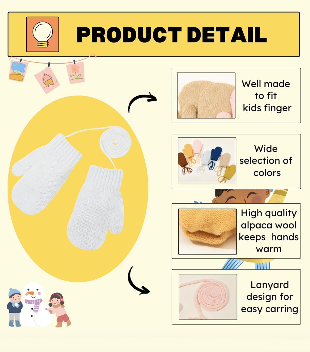 Toddler Winter Mittens Solid Knitted Cold Protection Magic Gloves Mitten for Boys Girls - Image 2