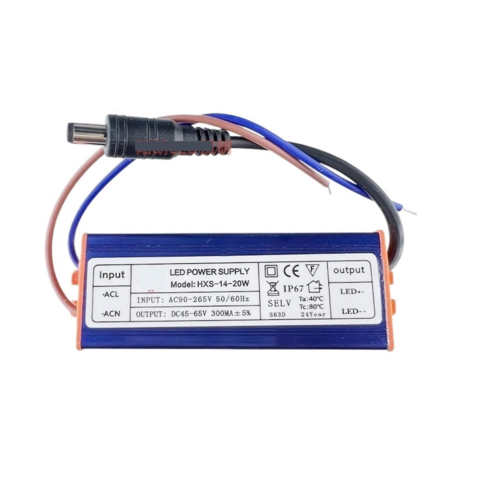 Pilote d'éclairage LED 14-20W 300mA avec connecteur mâle DC pour panneau de plafond