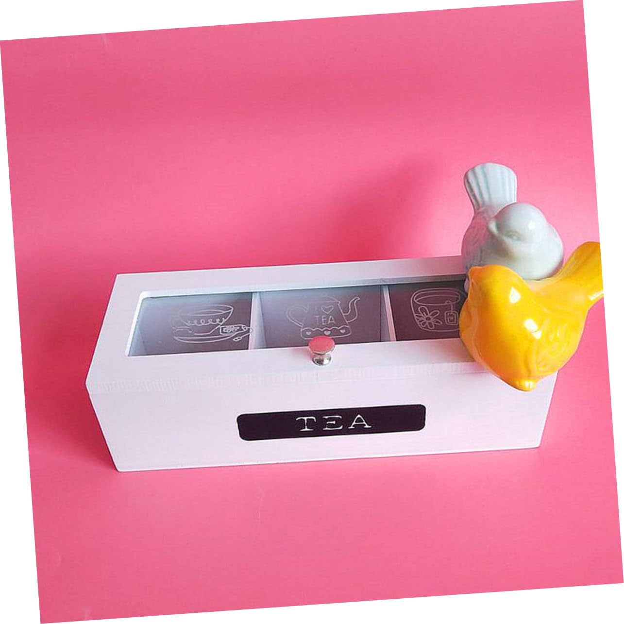 Holz Teebox mit Fächern Weiße Multifunktionale Aufbewahrungsbox für Teebeutel Snacks und Kleinteile als Hotelbedarf für Zuhause Langlebig und Benutzerfreundlich