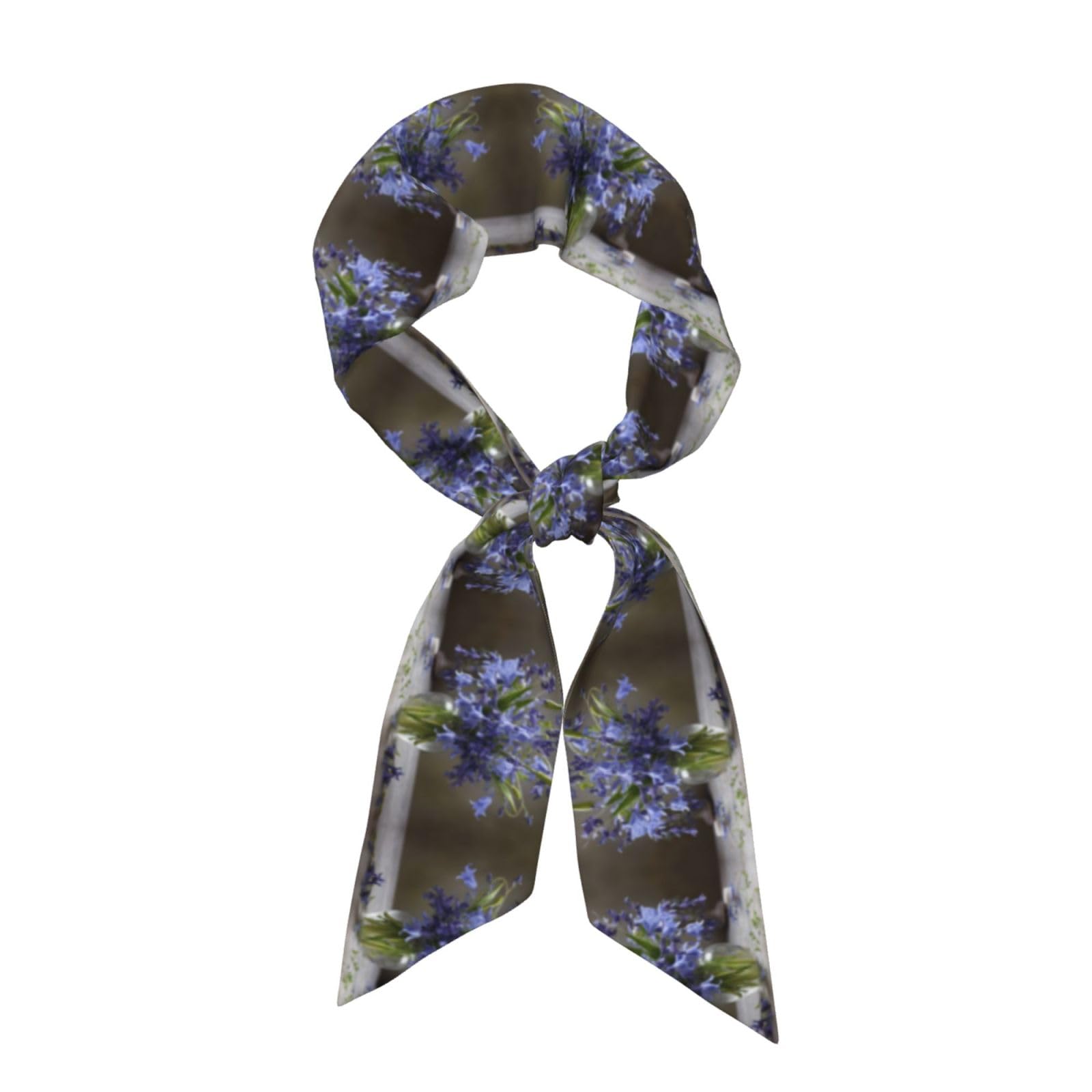 LEVNDIEJ Bluebell Bouquet01 Print Elegant Satin Scarf For Women Silk Scarf For Winter Women Scarf Ladies'Clothing Accessory