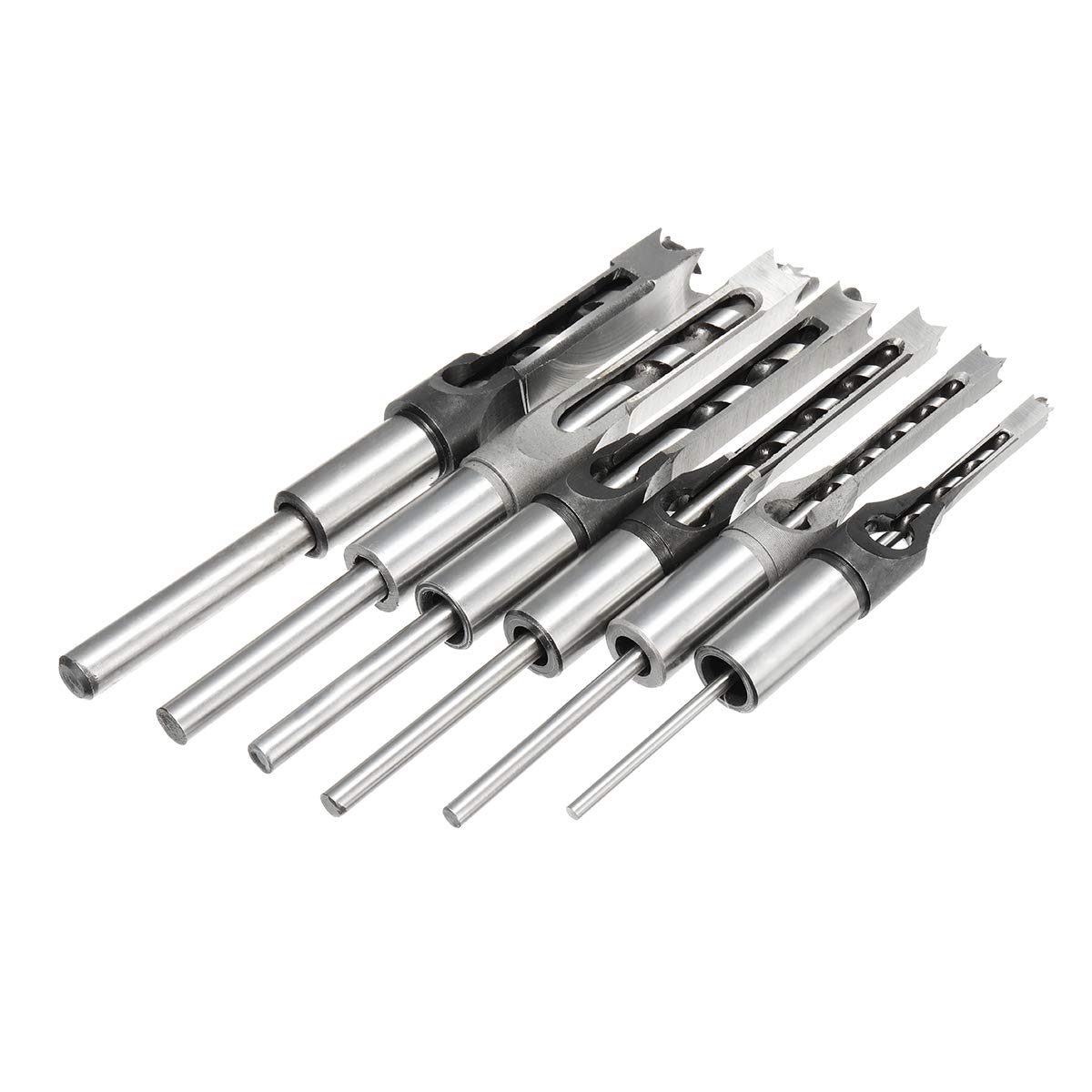 6Pcs 6-16Mm Set Di Punte Per Trapano A Foro Quadrato Per Falegnameria Trapano A Mortasa A Coclea Per Scalpello 6/8 / 9.5/12.7/14 / 16Mm