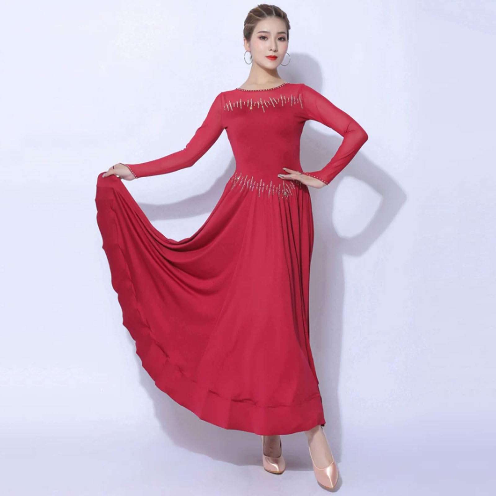 Abbigliamento Flamenco Salsa Costumi Balli da Sala Gonna Foxtrot da Donna