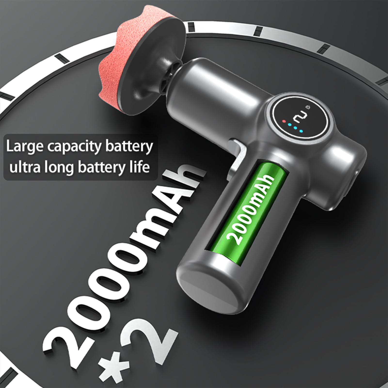 Weytoll Lucidatrice Auto Senza Fili, , Mini lucidatrice Senza Fili da 70mm con schermo LCD, 2X 2000mAh Batteria, Per Vetri per Auto,Vetri per Bagni,Vetri per Mobili