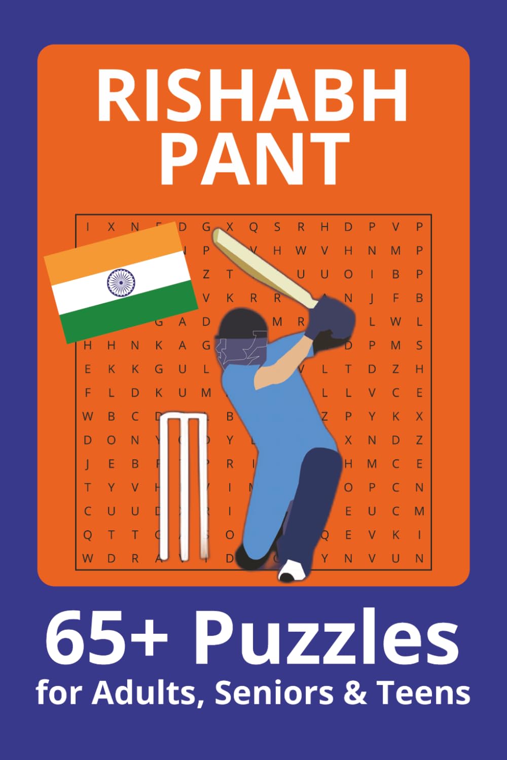 Rishabh Pant Word Search Puzzle Book: Word Searches with Easy to Read Print about Rishabh Pant, Indian Cricketers, Cricket and more | 6x9 inches| 65+ ... . Gift for Vacations, Holiday and Free Times