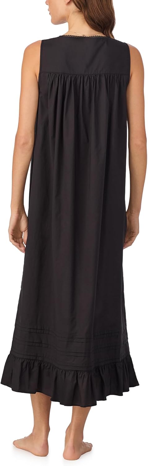 Eileen West Womens Sleepwear & Loungewear - Woven Lawn Collection - 100% Cotton Breathable Sleeveless 50" Long Nightgown