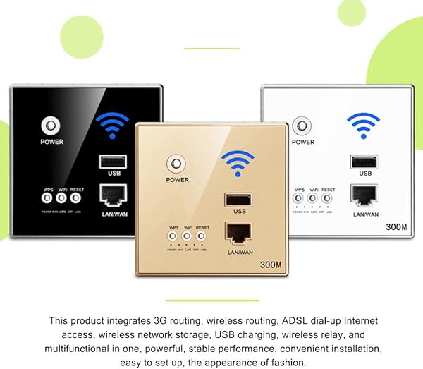 Baugger Ripetitore Wifi Wireless Intelligente   300 Mbps Power Relay Ap Wireless Intelligente Ripetitore Wifi Extender Parete Incorporata 2 4Ghz Pannello Router con Presa Usb