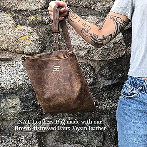 Premium Brown Distressed Faux Vegan Leather by NAT Leathers | 1 Yard Cut | 0.9 mm Upholstery Fabric for Stylish Home Décor and DIY Projects 9 Premium Brown Distressed Faux Vegan Leather by NAT Leathers | 1 Yard Cut | 0.9 mm Upholstery Fabric for Stylish Home Décor and DIY Projects - Image 8