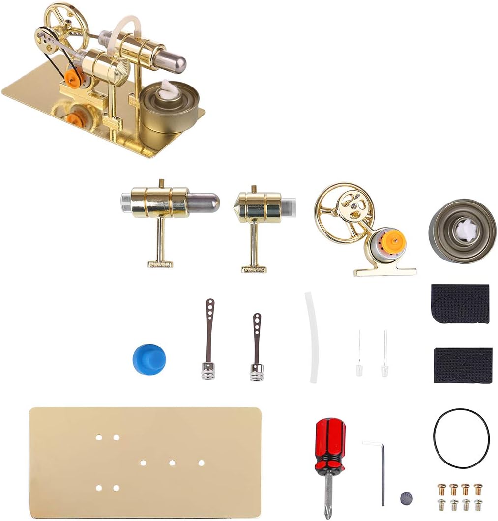 Hot Air Stirling Engine Motor Kit Stirling Engine Electricity Generator, Mechanical Heat Motor Model Kit for Adult