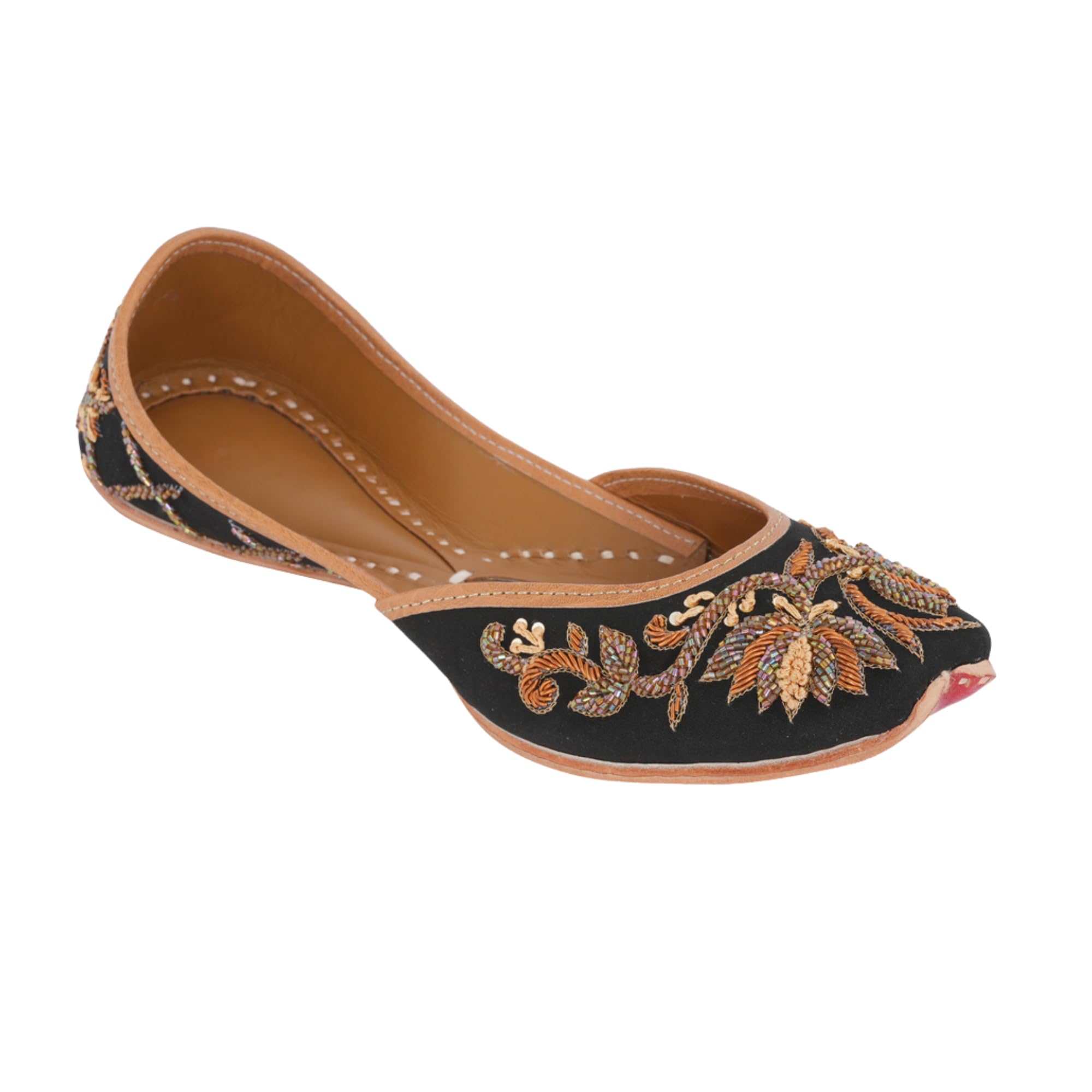 black embellised casual Mojaris Flats |-image-1