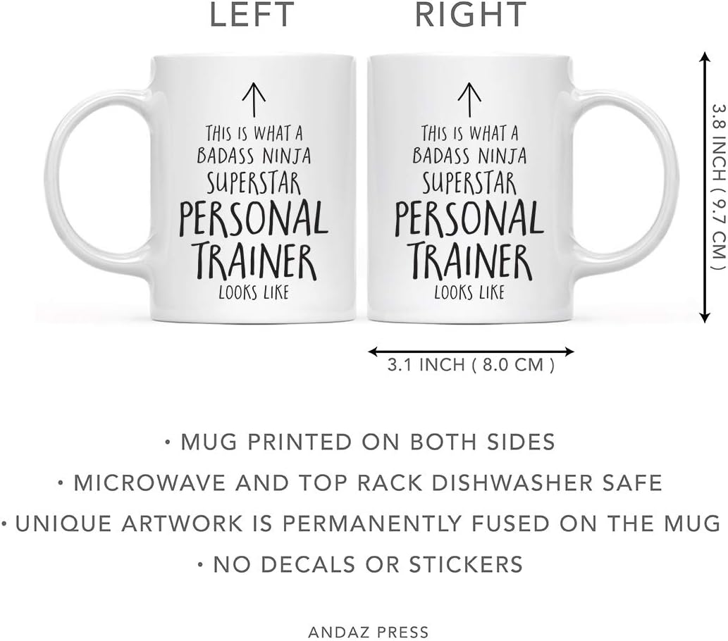 Andaz Press Funny 11oz. Ceramic Coffee Tea Mug Gift, This Is What A Badass Ninja Superstar Personal Trainer Looks Like, 1-Pack Personal Trainer Gifts Personal Trainer Mug - Image 5